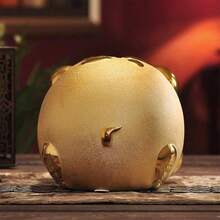 Golden Lucky Pig Piggy Bank in Multiple Sizes, Large-Capacity Creative Metal Money Bank for Home Décor and Gift Giving - أصفر - مشاهدة 9