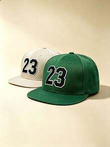 1pc Men Women 23 Number Embroidered Snapback Cap Adjustable Flat Brim Hip Hop Baseball Hat For Street Sports Daily Wear - Multicolor - View 8