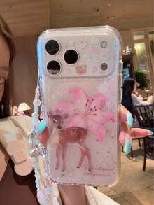 Ốp lưng bảo vệ họa tiết hoa ly và hươu phong cách Ins Aesthetic, tương thích với iPhone 17 Pro Max/16 Pro/15, ốp điện thoại chống rơi cá tính cho nữ - Trong sáng - Xem 1
