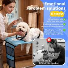 Foldable Pet Grooming Hammock With Stand, Stainless Steel Material, Suitable For Small Dogs And Cats Under 30 Lbs, Bathing And Nail Trimming, Breathable 8-Hole Design - one-size - View 6