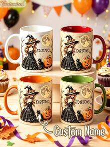 Personalized Halloween Ghost Mug, Customized Name Cute Ghost Coffee Cup, Pumpkin Spice Autumn Mug, Spooky Gift For Her - Multicolor - View 1