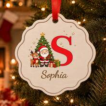 Custom Christmas Initial Name Ornament, Personalized Santa Reindeer Tree Hanging Decor, Festive Red Holiday Style, Customized Name Christmas Decoration, Customizable Monogram Keepsake, Christmas Tree Ornament, Holiday Gift 2026, Family, Friends - Style B - View 7