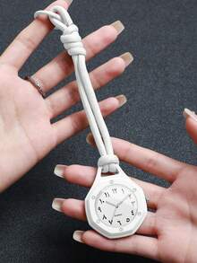 Women's Casual Backpack Hanging Watch With Arabic Numeral Dial, Portable Quartz Watch, Minimalist Style Keychain Hanging Watch, Gift For Friends (1pc/Set) Watch Box Not Included - White - View 5