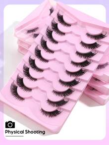 GROINNEYA 9 Pairs Half-Strip Transparent Band Cat Eye False Eyelashes, Short Soft 3D Mink-Like False Eyelashes For Natural Makeup (BP04), Strip False Eyelashes - Black - View 5