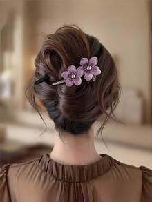 1/2pcs Minimalist Fashion Flower Hair Claw Clip Twist Design Elegant Women's Hair Accessory - Multicolor - View 1
