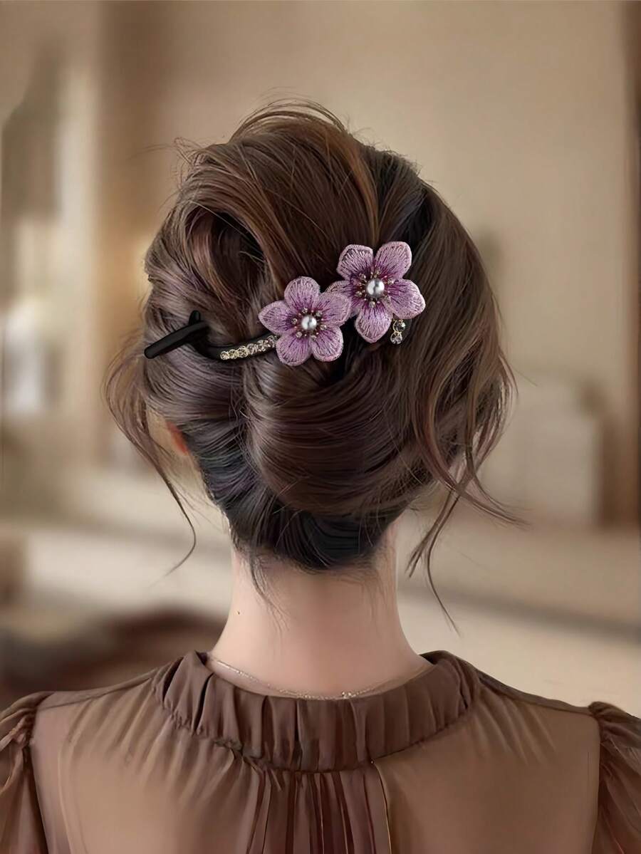 1/2pcs Minimalist Fashion Flower Hair Claw Clip Twist Design Elegant Women's Hair Accessory - Multicolor - View 1