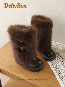 Children's Boots Girls' Shoes High-Top Boots Mid-Calf Boots Embroidered High-Heel Western Cowboy Boots Pointed Toe Side Zipper - Brown - View 5