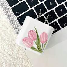 粉色 TPU 鬱金香花圖案充電線保護套，相容 Apple 18/20W 充電器，適合送給朋友的禮物 - 粉色 - 查看 4