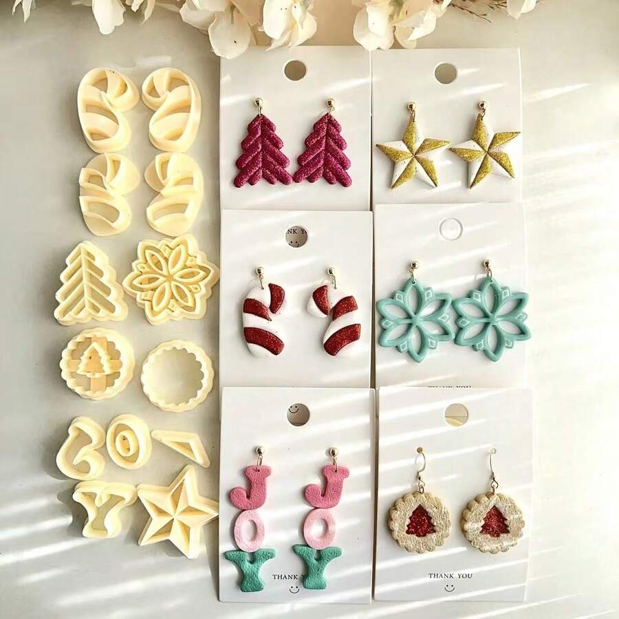 Christmas Clay Cutter, Christmas Polymer Clay Cutter, Winter Polymer Clay Cutter For Earring Making, Polymer Clay Jewelry Christmas Clay Cutter - Yellow - View 1