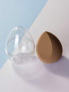 1pc Dual-Use Wet & Dry Makeup Sponge Beauty Egg Powder Puff (With Egg-Shaped Storage), Multicolor Latex-Free Reusable Washable Soft Flawless Makeup Applicator For Powder, Liquid, Makeup Design, Travel Essential - Coffee Brown - View 4