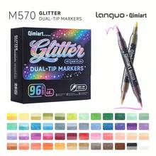 Languo Glitter Effect Marker Pen Set, Dual-Tip Dual-Color 1-5mm Soft Brush-Tip Shiny Markers For Graffiti, Writing And Art Projects - Multicolor - View 12