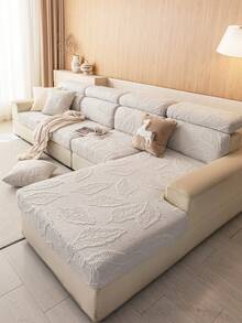 1 buah Sarung Sofa Elastis Bahan Fleece Warna Polos, Ramah Hewan Peliharaan, Anti Kotoran, Anti Gores, Cocok untuk Semua Musim, Dapat Dicuci dengan Mesin, Tidak Luntur, Cocok untuk Sandaran Sofa Bentuk L 2-4 Dudukan - Light Grey - View 5