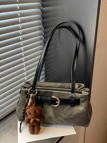 Nicekee Vintage Baguette Underarm Shoulder Bag, Belt Buckle Accessory With Pendant Embellishment, Suitable For Daily Commuting, Shopping And Travel - Multicolor - View 9