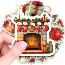 50pcs PP-Mj24 Tree Root Christmas Stickers, Diverse Designs, Enhance Thinking And Creative Action Ability, Art Supplies, Children's Sticker Toys - Multicolor - View 6