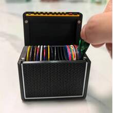 1pc Black 3D Printed Vintage Guitar Amp Pick Storage Box, Flip-Top Design With 12 Independent Slots + 1 Large Storage Compartment, Exquisite Guitar Pick Organizer, Perfect Gift For Music Guitar Enthusiasts - Black - View 6