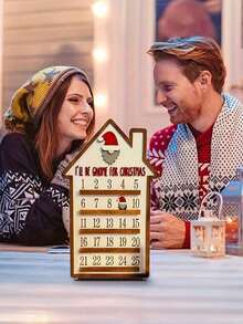 1pc Artificial Wooden Christmas Advent Calendar With Santa Hat And Gnome Design, Festive Red Winter Scene, 25 Days Christmas Countdown, Suitable For Holiday Decor, Party, Birthday And Anniversary Gift, Christmas Decoration - Christmas Countdown - View 3