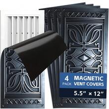 4PCS Magnetic Vent Covers, Decorative Art Style Metal Embossed/Iron Wrought Pattern, 5.5*12IN, Suitable For Floor, Wall, Ceiling Vents, Home Decor - Dark Grey - View 11