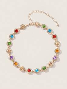 Valisandre Elegant Colorful Crystal Necklace Decorative Accessory, Gift For Holidays, Birthdays, Parties (For Girls) - Gold - View 9