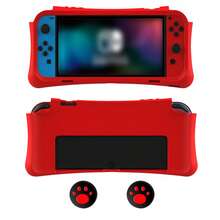 Compatible With Switch OLED, 1pc Game Protective Case + 2pcs Joystick Caps Set, Anti-Drop Anti-Dust Anti-Scratch, Non-Slip Dot Design Enhances Gaming Control Feel - View 1
