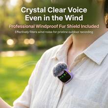 HITOZON Professional Wireless Lavalier Microphone With Charging Case, Compatible With IOS/Android, Noise Cancelling, Magnetic Rotating Clip, Status Display, Long Battery Life, Suitable For Vlog, Podcast, Interview, Teaching - View 6