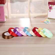 25 Yards Colorful Solid Color Satin Ribbon Roll For DIY Birthday Party Decoration And Gift Wrapping - Multicolor - View 3