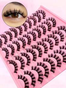 20/10 Pairs False Eyelashes, Russian Strip Lashes, D Curl, Tffy Cat Eye Effect, With False Eyelash Tail, Extra Long False Eyelash Set, Strip Lashes, Eyelashes, False Eyelashes, False Eyelashes - Black - View 7