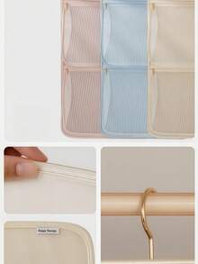 1pc Mesh 1/2/3-Layer Hanging Travel Toiletry Bag, Large Capacity, Front Zippered Pocket, Unisex, Mesh Storage Hanging Bag, Underwear Organizer Bag, Home Wardrobe Layered Breathable And Visible Storage Bag. - Multicolor - View 9