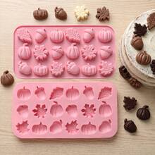 Autumn Harvest Theme 18-Cavity 3D Silicone Chocolate Mold, Maple Leaf, Acorn And Pumpkin Shapes, Thanksgiving Theme Candy, Pudding And Jelly Making Mold - View 1