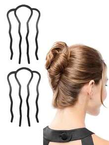 4/2/1pc 4-Prong U-Shaped Hair Bun Clips, Securely Hold Multiple Updo Hairstyles, Firm Grip, Suitable For Half-Up, Bun, Daily Wear, Holidays And Parties - Multicolor - View 6