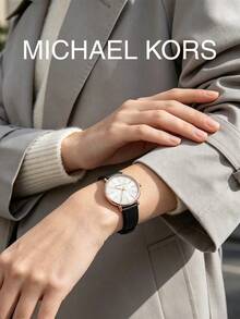 Michael Kors MK2834 Women's Quartz Watch 38mm Dial Rose Gold Black Leather Strap Rhinestone Index Commuter Wristwatch Gift - White - View 6