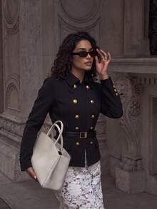 Jaket Lengan Panjang Wanita Kasual Serbaguna Elegan Musim Gugur/Dingin 2026, Cocok untuk Berbelanja, Bepergian, Kencan, Jalan-jalan, dan Lainnya - Hitam - View 3
