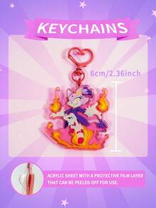 Anime Acrylic Keychain, Blaze & Rouge Anime Character Bag Charm, Cute Phone Pendant, Gift For Fans And Anime Lovers, Birthday, Halloween, Christmas, Valentine's Day - Multicolor - View 5