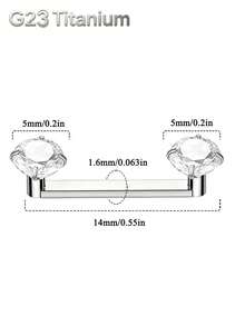 Perhiasan Tindik Tragus Permukaan Titanium 14G 14mm Prong CZ Bunga Staple Barbell Berulir Internal Perhiasan Tindik Batang Staple Tragus Permukaan - MultiWarna - View 15