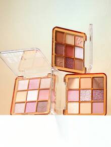 USHAS 9 Warna Palet Mata & Wajah, Eyeshadow Blush Highlighter Palet Makeup 3-in-1, Matte Shimmer Sparkle Sangat Berpigmen Tahan Air Tahan Lama - #02 Cokelat Mawar - View 6
