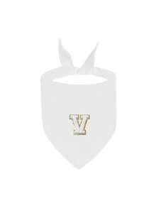 1pc Personalized White Pet Scarf Featuring Letter Designs-A Great Gift And Pet Accessory. Choose A Backpack Customized With Your Furry Friend's Initial; It Is Perfect For Hiking, Camping, Traveling, And Park Walks With Small To Medium-Sized Pets. - White - View 34