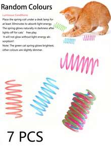 3/7/11/20/31pcs Glowing Spring Indoor Cat Toy Set, Spiral Design, Jelly Color Interactive Kitten Toys, Suitable For Chasing, Playing And Exercising, Providing Nighttime Interactive Entertainment For Cats - Multicolor - View 14