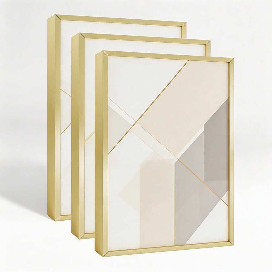 Mosearon 1 cái/2 cái/3 cái/4 cái Khung ảnh phẳng hợp kim nhôm 30x40cm, khung trang trí A3, khung ảnh nghệ thuật trang trí nhà hiện đại A4, khung ảnh trang trí hợp kim nhôm đen thời trang tối giản, khung ảnh đơn giản nhẹ chống mốc chắc chắn không kèm tấm lót - vàng - Xem 1
