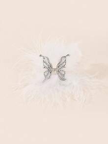 Valisandre 1pc Angel Feather Crystal Butterfly Adjustable Open Ring For Women, Bridal Angel Personalized Ring - Silver White Feathers - View 8