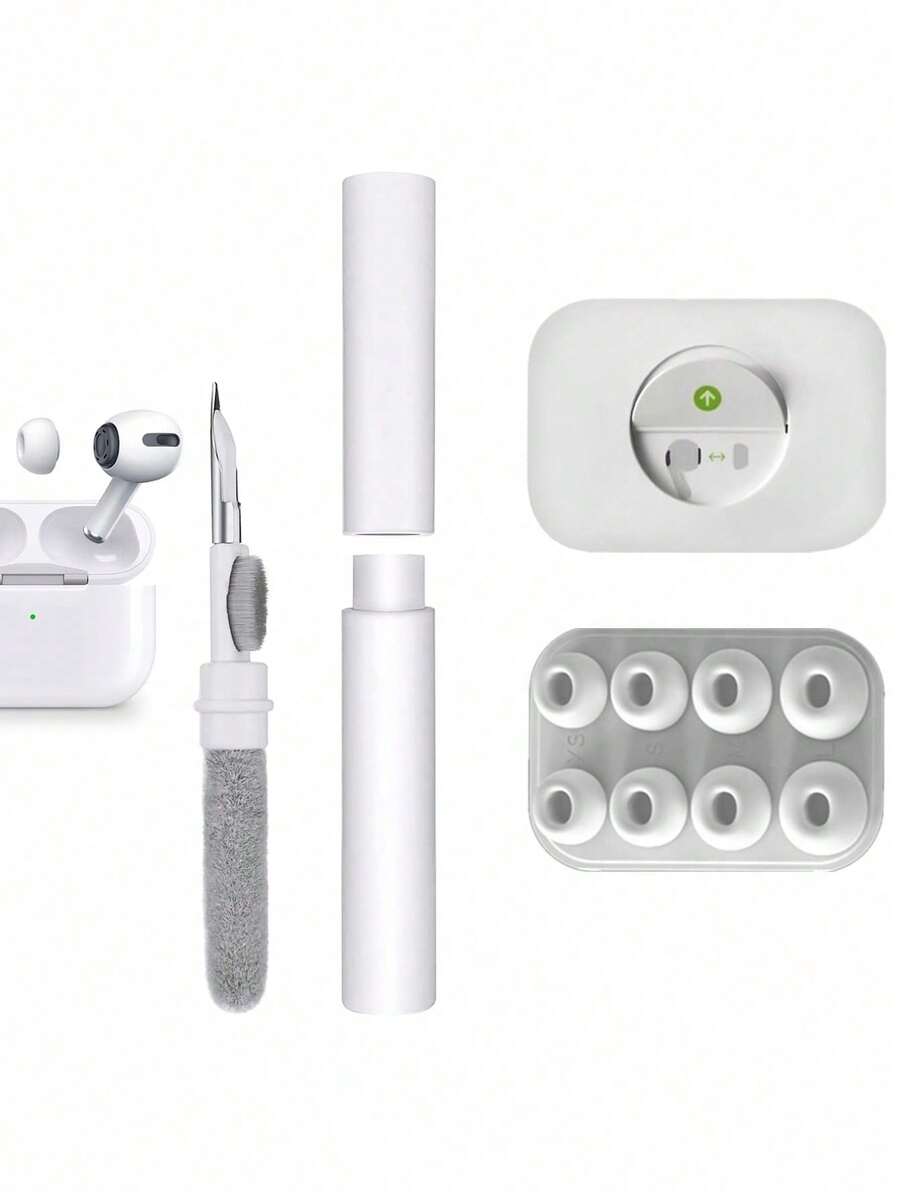 Replacement Ear Tips With Noise Reduction Hole Compatible With Airpods Pro And Compatible With Airpods Pro 2nd Generation, 3-In-1 Cleaner Kit Compatible With Airpods 1 2 3 Pro/Pro 2, Silicone Ear Tips Compatible With Airpods Pro - White - View 1
