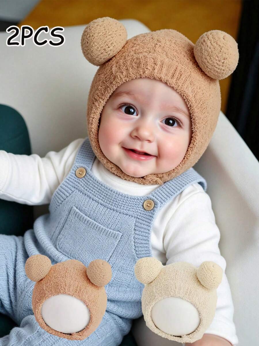 2pcs/1pc Baby Hat, Cute Children's Winter Baby Hat, Suitable For Boys And Girls, Autumn/Winter - Multicolor - View 1
