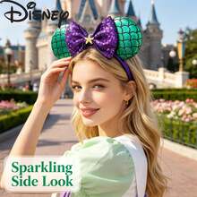 Disney Sequined Mouse Ear Headband, Mermaid Scale Ear Sequin Starfish Bow Hair Hoop For Park Travel, Cosplay, Christmas Party Costume Accessory - Multicolor - View 8