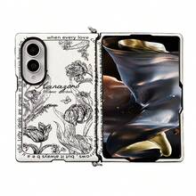 keshengtai PU Leather Floral Pattern Phone Case, Hard PC Backplate Protective Phone Cover, Compatible With Samsung Galaxy Z Fold 8 - A - View 3