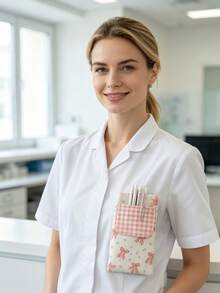 5/1pc Portable Nurse Pen Pouch, Dual‑Layer Canvas Stationery Storage Bag With Front Pocket, Compact Office Pencil Case, Multi‑Functional Pouch For Pens & Small Cosmetics, Great For Nurses And Daily Office Work - Multicolor - View 3