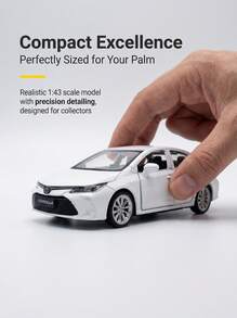 CCA 1:43 Toyota Corolla Die-Cast Alloy Model Car, Small Scale Model Car, Opening Doors, Pull-Back Drive, Interactive Toy For Boys And Girls, Halloween Christmas Birthday Gift - White - View 2