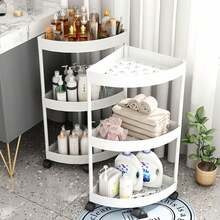 1pc Modern Minimalist Triangle Storage Cart With Wheels And Handle, Suitable For Bathroom And Kitchen Storage, Space-Saving, Corner Placement - Multicolor - View 9