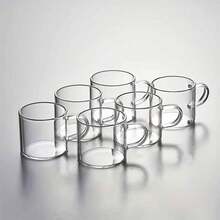 Minimalist High Borosilicate Glass Cups With Handles, 2/4/6PCS Heat-Resistant Transparent Practical Tea Cups, Suitable For Home Daily Drinking, Flower Tea, Fruit Tea, Office Coffee, Living Room Guest Reception, Friends Gathering, Home Afternoon Tea - Clear - View 5
