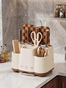 Kitchen Utensil Storage Rack, Knife Holder, Cutlery Organizer, Kitchen Countertop Storage Box, Cutting Board Rack, Tableware Storage, Kitchen Gadget Organizer, Chopstick Holder, Easy To Wipe And Clean - Multicolor - View 2
