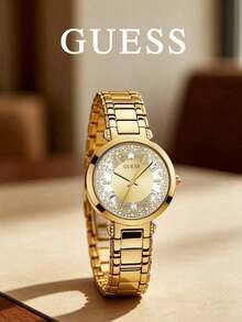 Armani GUESS G-Luxe 女款石英腕錶 35mm 金色 PVD 不鏽鋼錶殼 金色壓紋 Logo 錶盤 W1228L2 - 均碼 - 查看 10