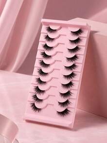 10 Pairs Half Lashes Natural, Dense, Curled, And Simulated Plush False Eyelashes Are Soft, Skin Friendly, Non Irritating, European And American Style Eyelashes That Can Be Used Multiple Times, Suitable For Daily Commuting Makeup - View 10