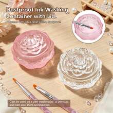Lotus Thick Glass Nail Crystal Cup Transparent Nail Polish Remover Cup Mixing Palette Professional Nail Salon Mixing Tool - Multicolor - View 6